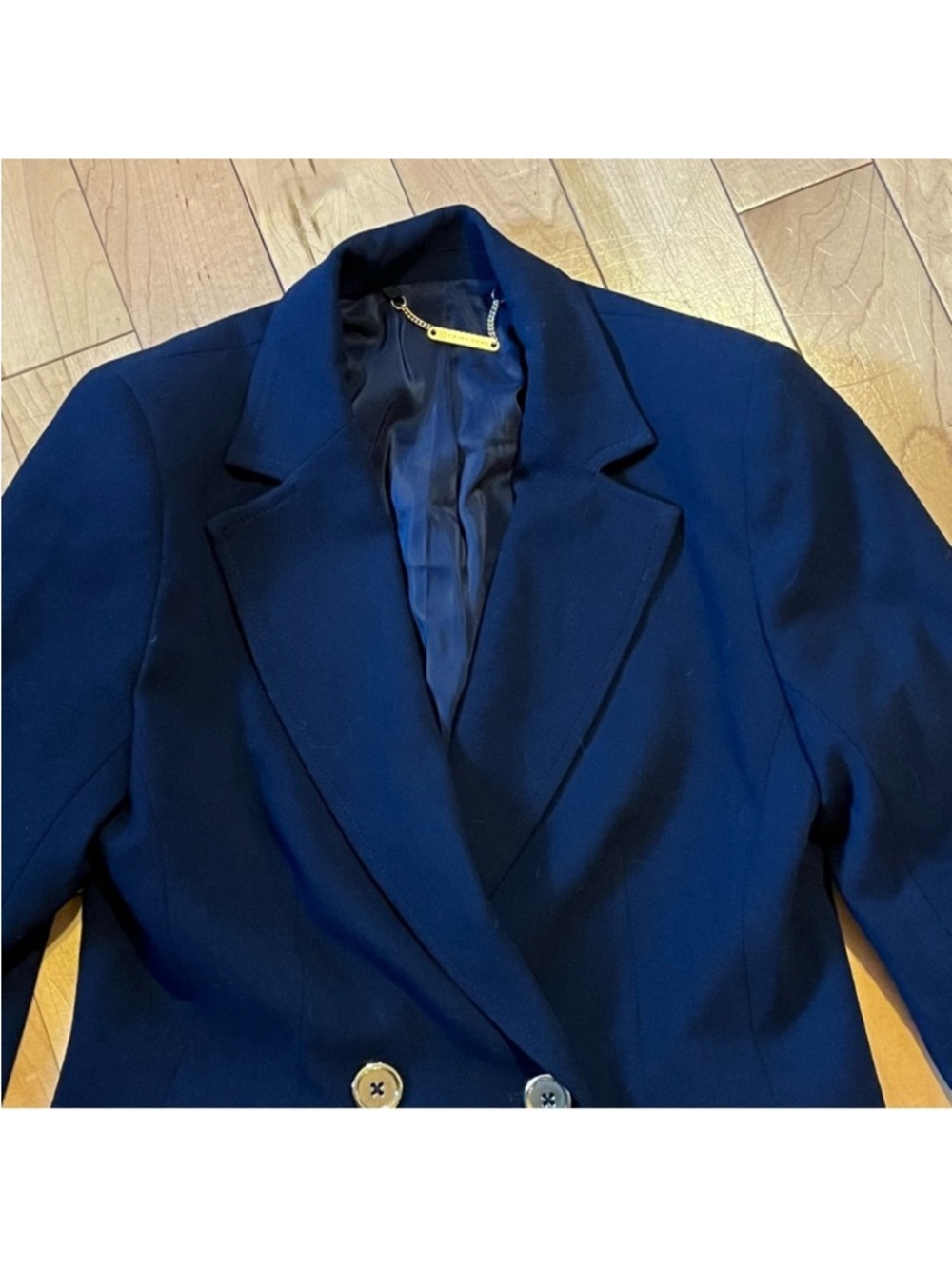 Trina Turk Navy Blue Blazer with gold metal buttons size eight (8) - Picture 3 of 11